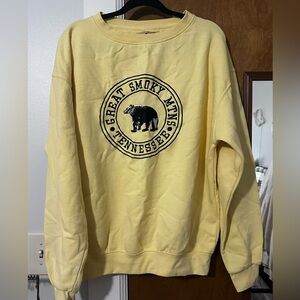 Great Smoky Mountains Yellow Crew Neck Sweatshirt Size XL